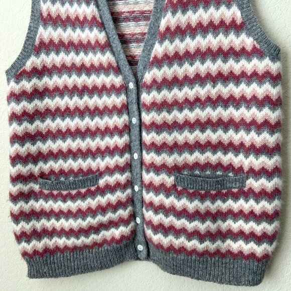 Vintage Wool Rabbit Hair Blend Grannycore Button Down Sweater Vest - Picture 2 of 9
